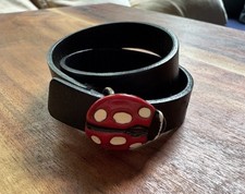 Vintage Marc Jacobs Black Double Wrap Leather Red Ladybug Adjustable Bracelet