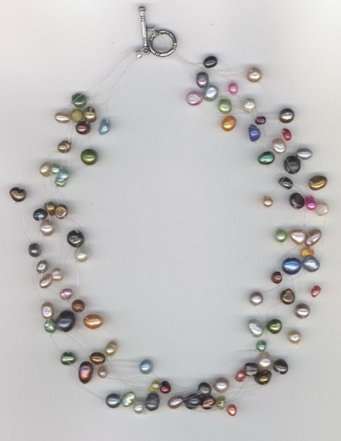 Multicolor Pearl illusion Statement Necklace - 17… - image 1