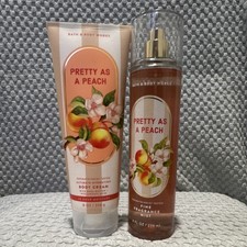 Bath  Body Works PRETTY AS A PEACH Body Cream  Fine Fragrance Mist Set