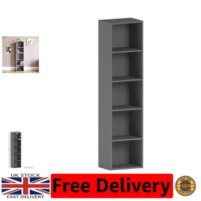 Elegantes Oxford 5 Ebenen Würfel Bücherregal - Grau Holz Vitrine für Wohnzimmer