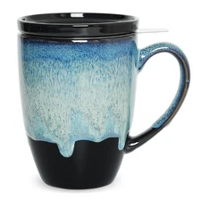 Ceramic Tea Cup With Infuser And Lid 13.5 Oz Loose Leaf Tea Steeper Mug With Str