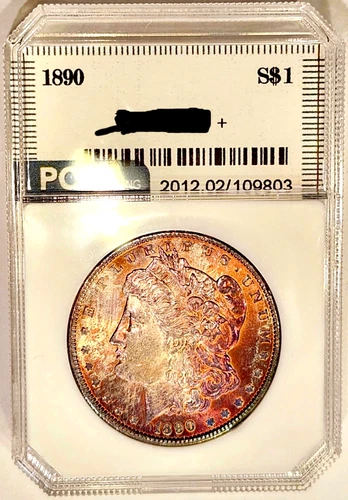 1890-P  Rare Date Gem BU + Rainbow Color Toned Morgan Dollar No Reserve