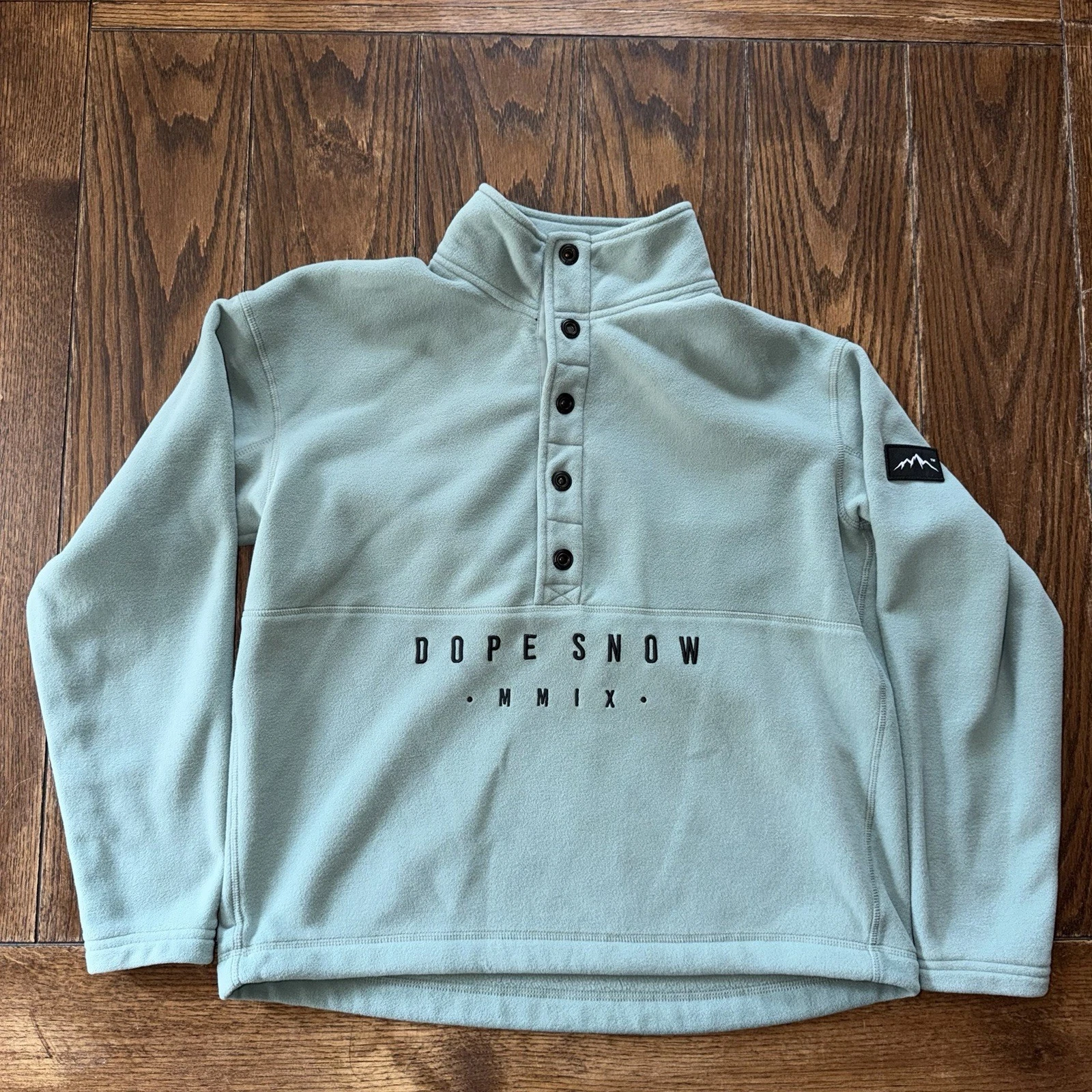 DOPE Dope Snow Comfy Fleece Pullover Medium Green 1/2 Button