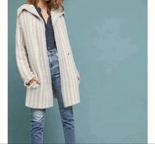 Anthropologie Cream & Light Gray Striped Butt...