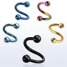 PIERCING  AUGENBRAUE,OHR, BRUST,NASE SPIRALE  KUGEL 1,2mm  x 8mm Innenlänge