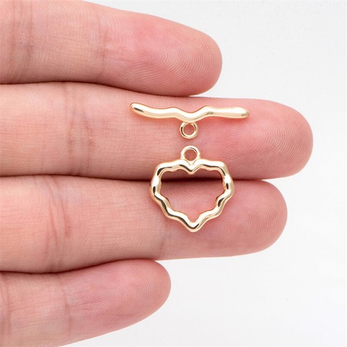10pcs Gold Heart Toggle Clasp,Easy Close Clasp Connector for Bracelet/Necklace - Picture 2 of 3