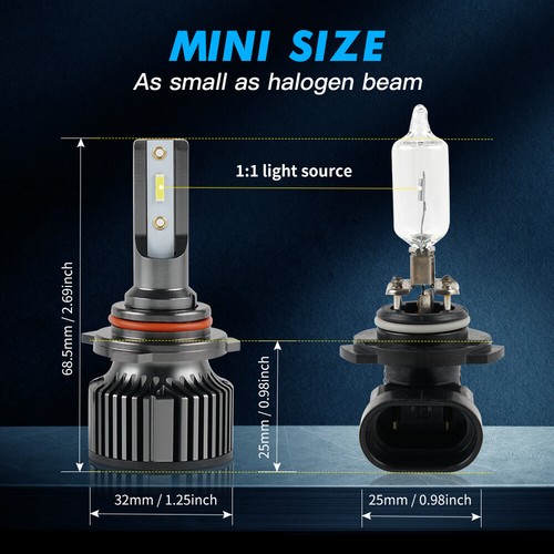 Bevinsee 9012 HIR2 LED Headlight Hi/Low Beam Bulb For Chrysler 200 300 2011-2015 - Picture 3 of 9