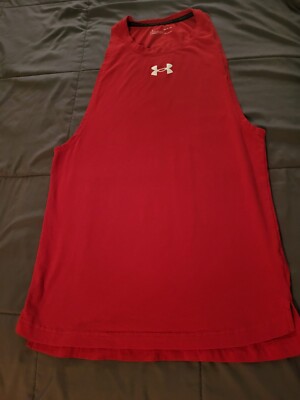 Under Armour Men s Small UA Baseline Cotton Tank Top Gym Shirt  1361901 Red Used