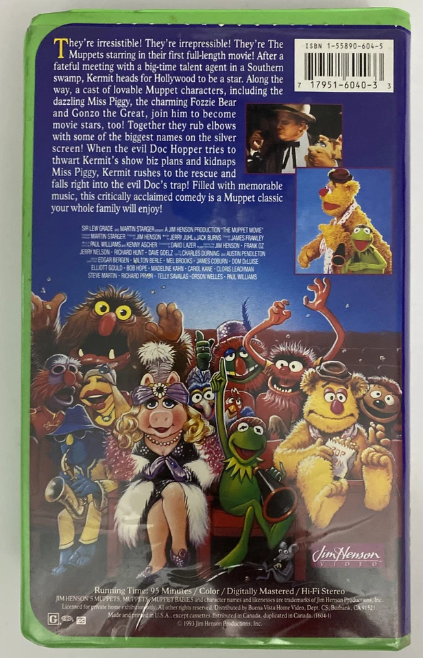 The Muppet Movie (VHS, 1995) Jim Henson Vintage Green Clamshell Pre-owned - Image 4 of 4