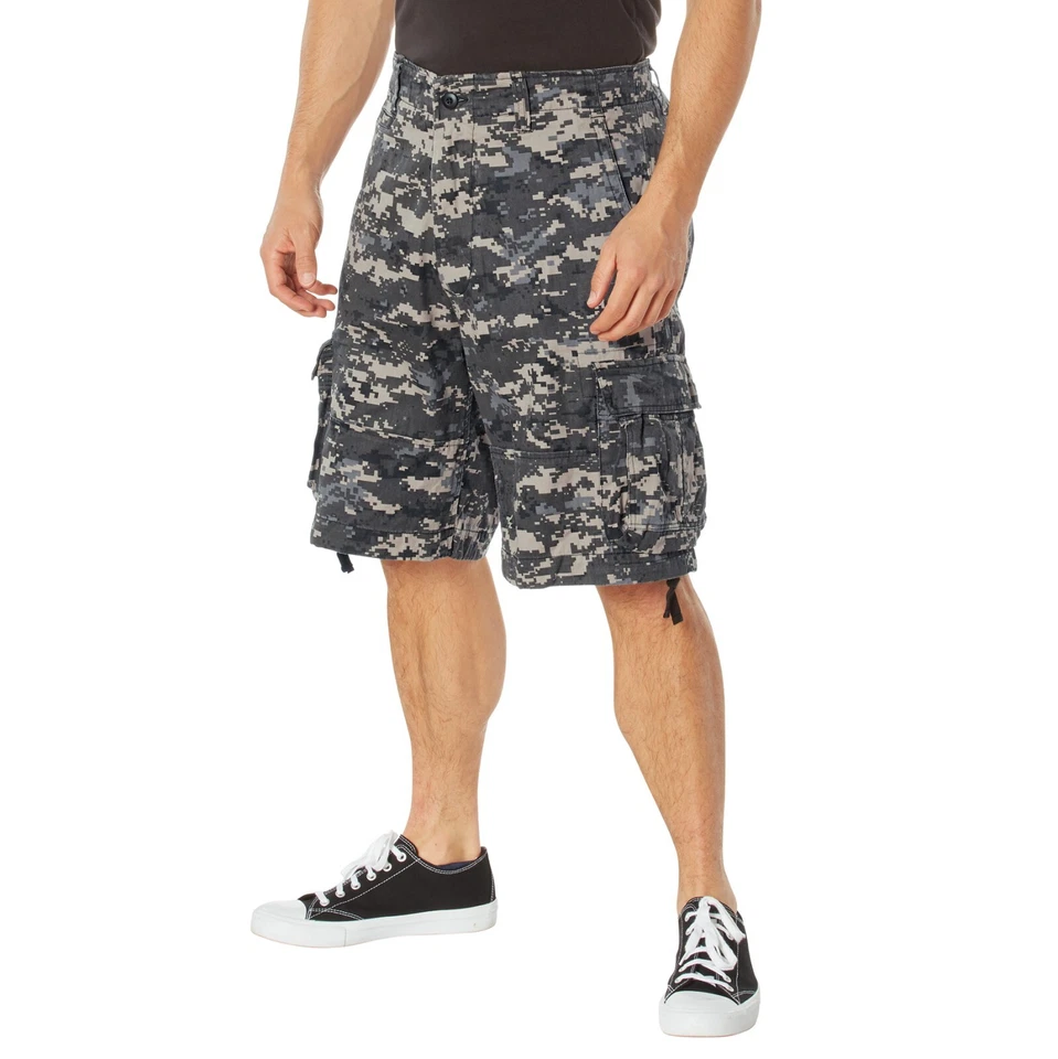 Vintage Infantry Cargo Shorts - Subdued Urban Digital Camo -Relaxed Fit - XS-3XL - Image 2 of 4