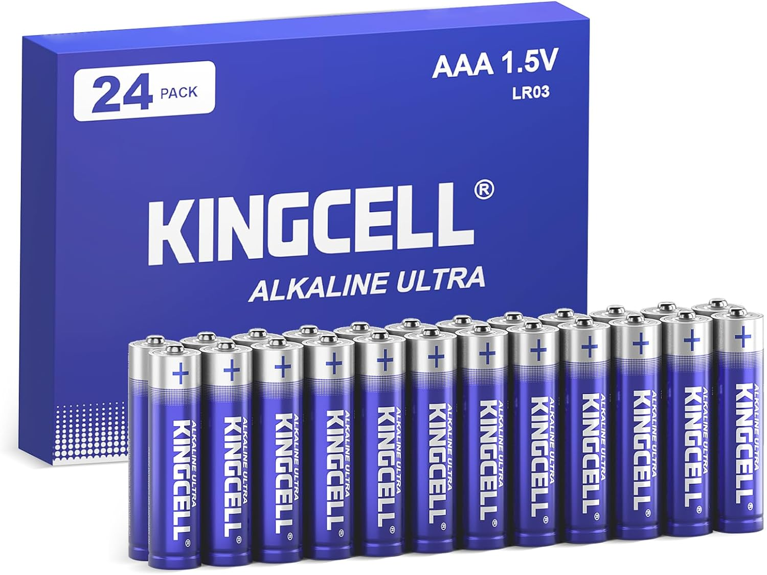 24-pack AAA alkaline batteries, long-lasting for household devices