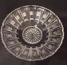 Vintage Czech Bohemian Cut Crystal Queen's Lace Centerpiece Bowl