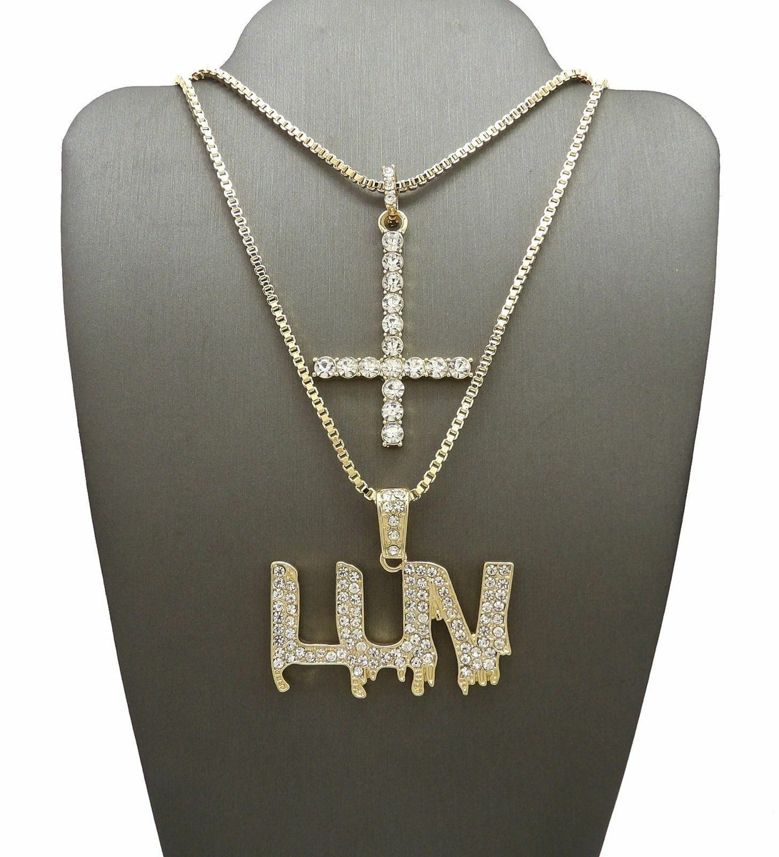 Hip Hop Lil Uzi Vert's Cross & Luv Pendant & 18