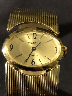 Vintage Pilgrim Women s Gold Tone Quartz Bracelet Watch New Battery