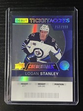 2020-21 UD Credentials Logan Stanley Rookie RC Debut Ticket Access /999 Jets #85