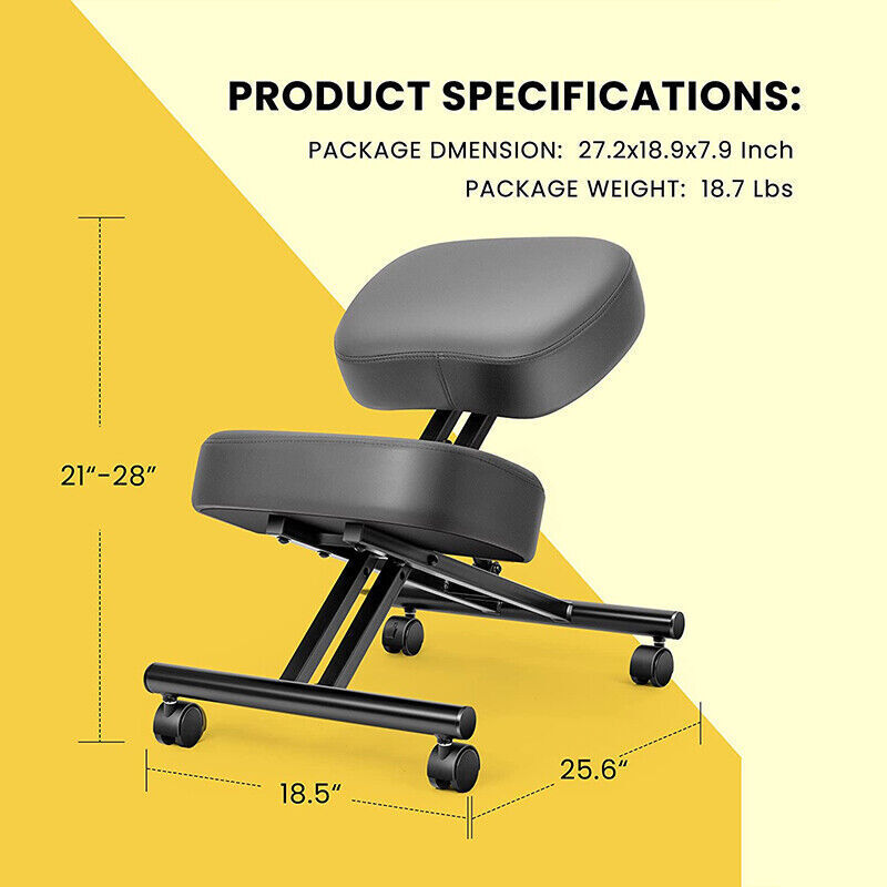 Ergonomic Kneeling Office Posture Chair w/ Adjustable Stool Thick Foam