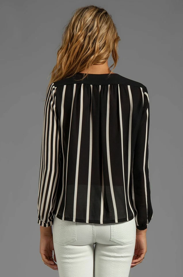 NWT $325 HALSTON HERITAGE Long Sleeve Stripe Print  Wrap Front Top SZ 12 - Image 2 of 4