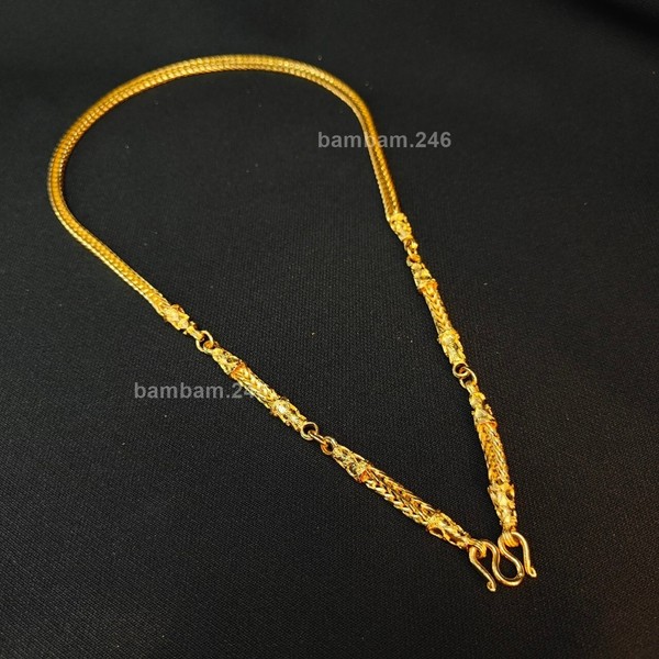 Alternate view of Baht Men's Chain Inch Necklace Thai Gold Plated Hoops For Amulets Buddha