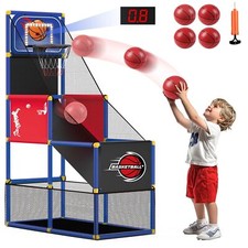 M SANMERSEN Kids Basketball Hoop Arcade Game Set with 4 Balls Electronic Scor...