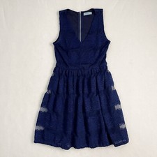 Navy Blue Women’s Sleeveless Lace Front Dress Sz S