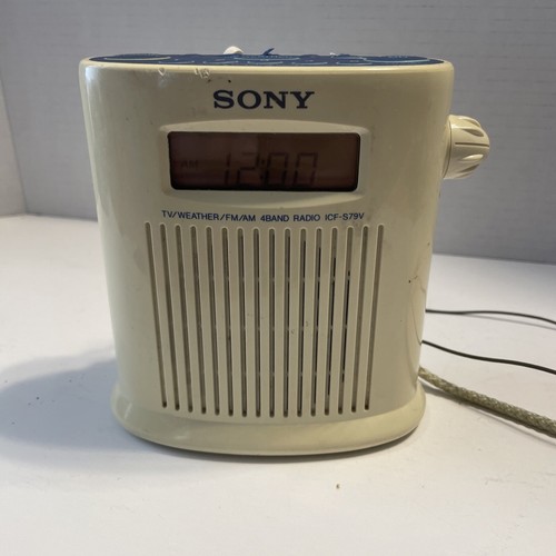 VIntage Sony Shower Mate 4 Band Clock Radio ICFS79V Tested, Working