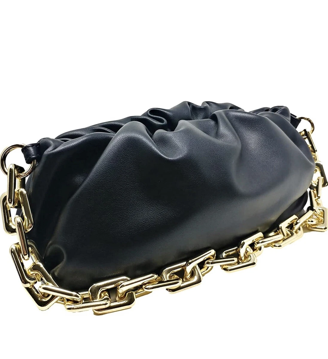 The Bloxsome Black Leather Crossbody Bag & Gold Chain Strap