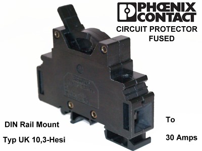 Phoenix contact uk 10,3-hesi DIN rail mount fused overload safety/disconnect