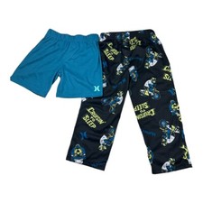 Hurley Pajamas Boys 4 Blue Black Sleep Pant And Short Set