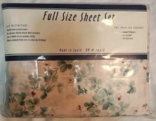 VTG 70s JCPenny Percale Jessica FULL Sized Sheet Set Pink & Purple Floral MCM