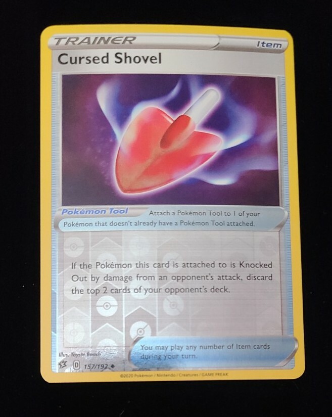Pokemon- Cursed Shovel 157/192- Reverse Holo Card- Rebel Clash