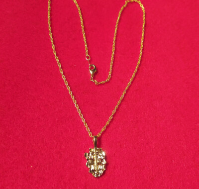 j-mania 14KT Vergoldeter Nugget Dollarzeichen Charm mit 30 Inch Kordelkette 408
