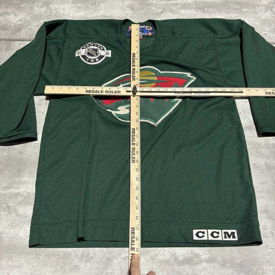 Camiseta Minnesota Wild para hombre grande verde CCM en blanco vintage adulto * Foto 2 de 4