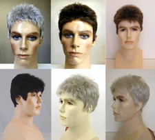 MENS MALE STRAIGHT SPIKY SHORT HAIR WIG W/ TAPERED BACK DANNY HANDSOME DUDE 