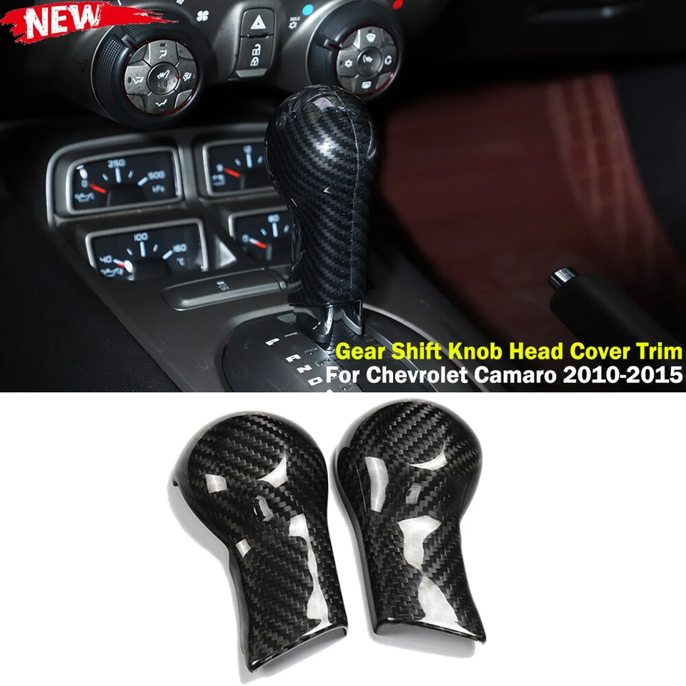 Pegatina de cubierta de cabeza de perilla de cambio de marchas de fibra de carbono para Chevrolet Camaro 2010-2015*2 Foto 2 de 4