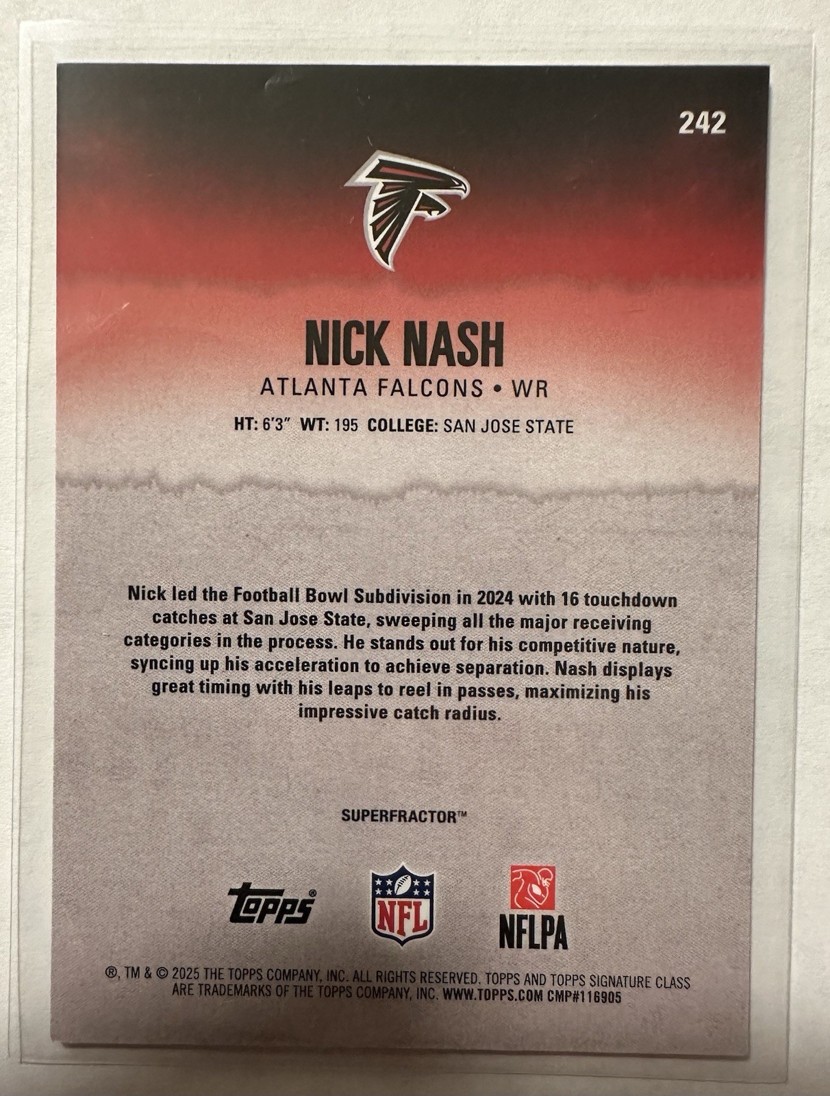 2025 Topps Signature Class - Nick Nash #242 Gold Superfractor 1/1 (RC) view 2