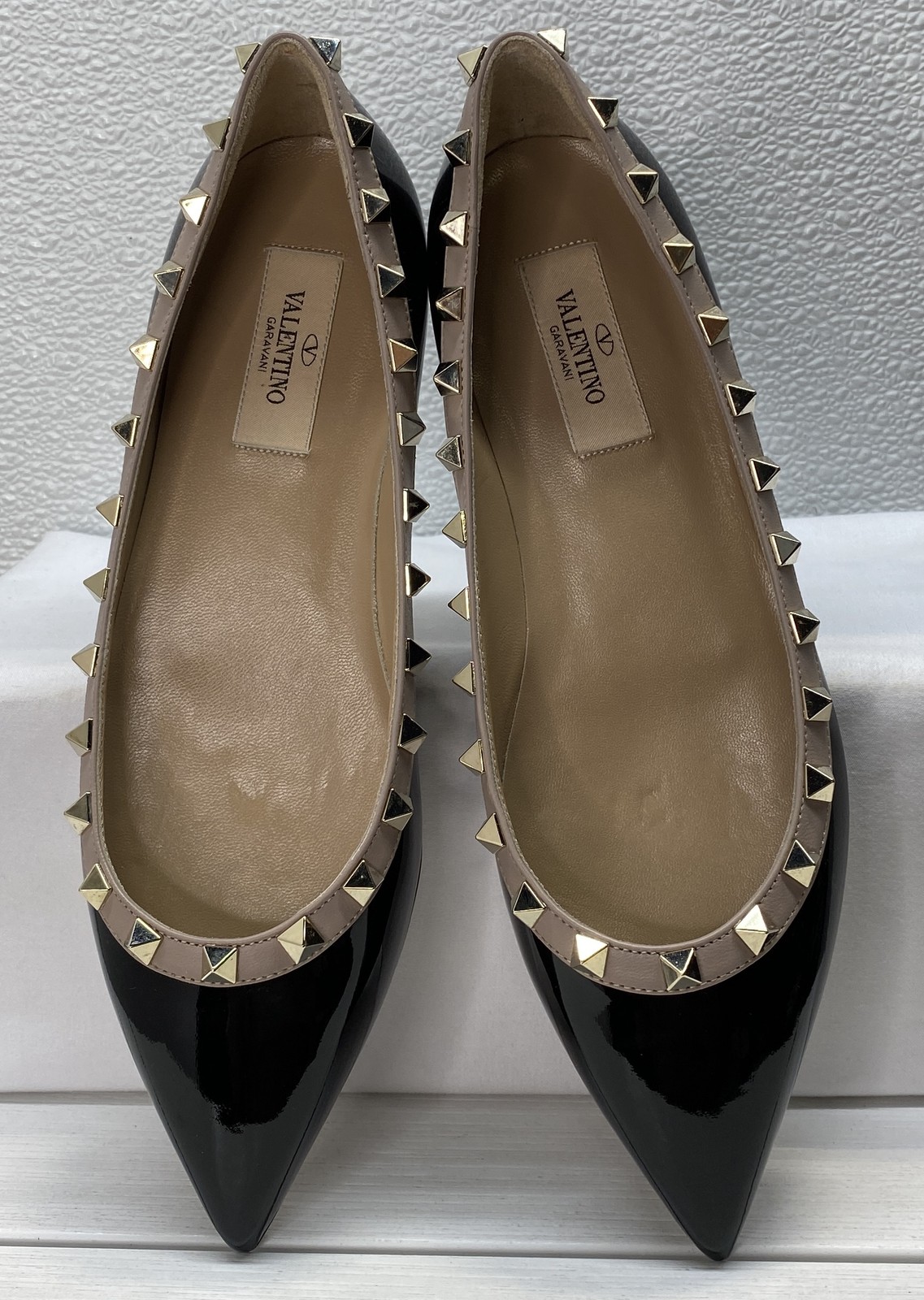 Valentino Garavani Patent Rockstud Ballet Women's Size 7 Leather Black Poudre thumbnail 5