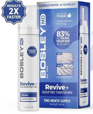 BOSLEY MD Revive+ Densifying Foam For Men Hair Loss AI FORMULATED 2 Month Supply