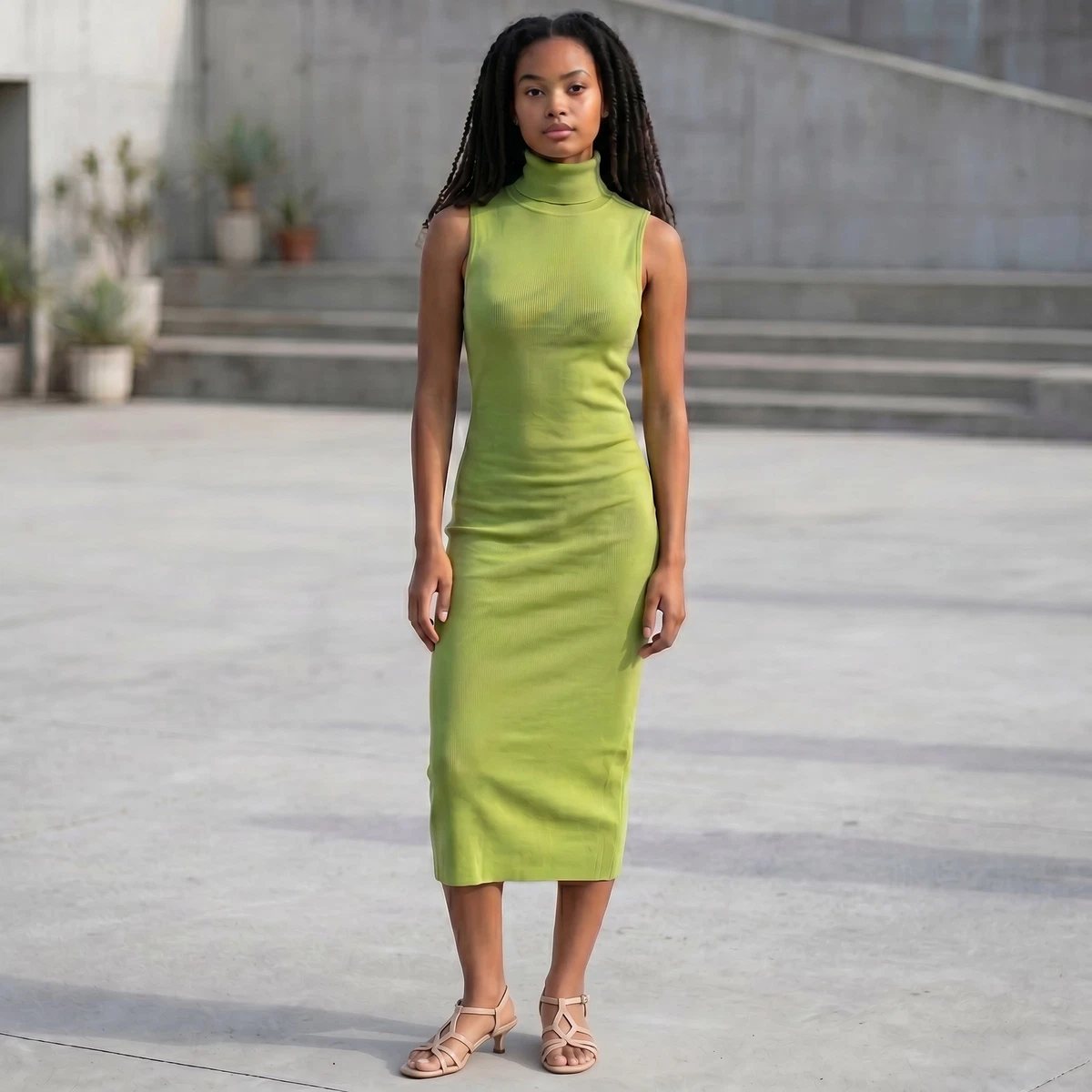 lime green turtleneck dress Wherever You Go Green Turtleneck Sweater Dress