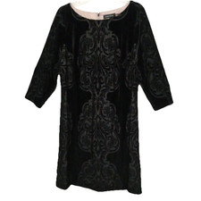 Ivanka Trump Black Burnout Velvet Dress Sz 20W 2X Sheer Sleeve Cocktail Party