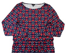 Talbots Dress Womens M Red Tulip AOP Effortless Jersey A-Line Ditsy Flip Classic