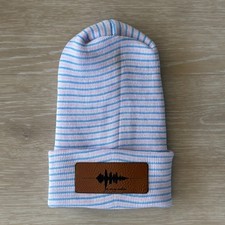 You Are My Sunshine Cotton Baby Beanie Newborn Blue Pink Stripe Minimalist
