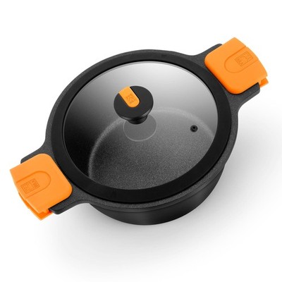 BRA COOKWARE Efficient Pro Nonstick Stock Pot w/Lid 3.2 Quarts, Black Finish 