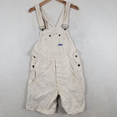 Vintage Big Smith Overalls Ivory Men s 32  Work Shorts Distressed Stains