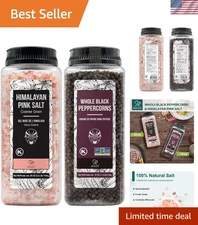 Flavor-Enhancing Himalayan Pink Salt 39 oz with Whole Black Peppercorns 18 oz