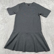 TOPSHOP Grey Heathered Drop Waist T Shirt Dress Short Sleeve Midi Knee Length