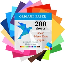 200 Sheets Origami Paper, 20X20 Cm/8 Inch Origami Paper Double Sided(70Gsm), 20 