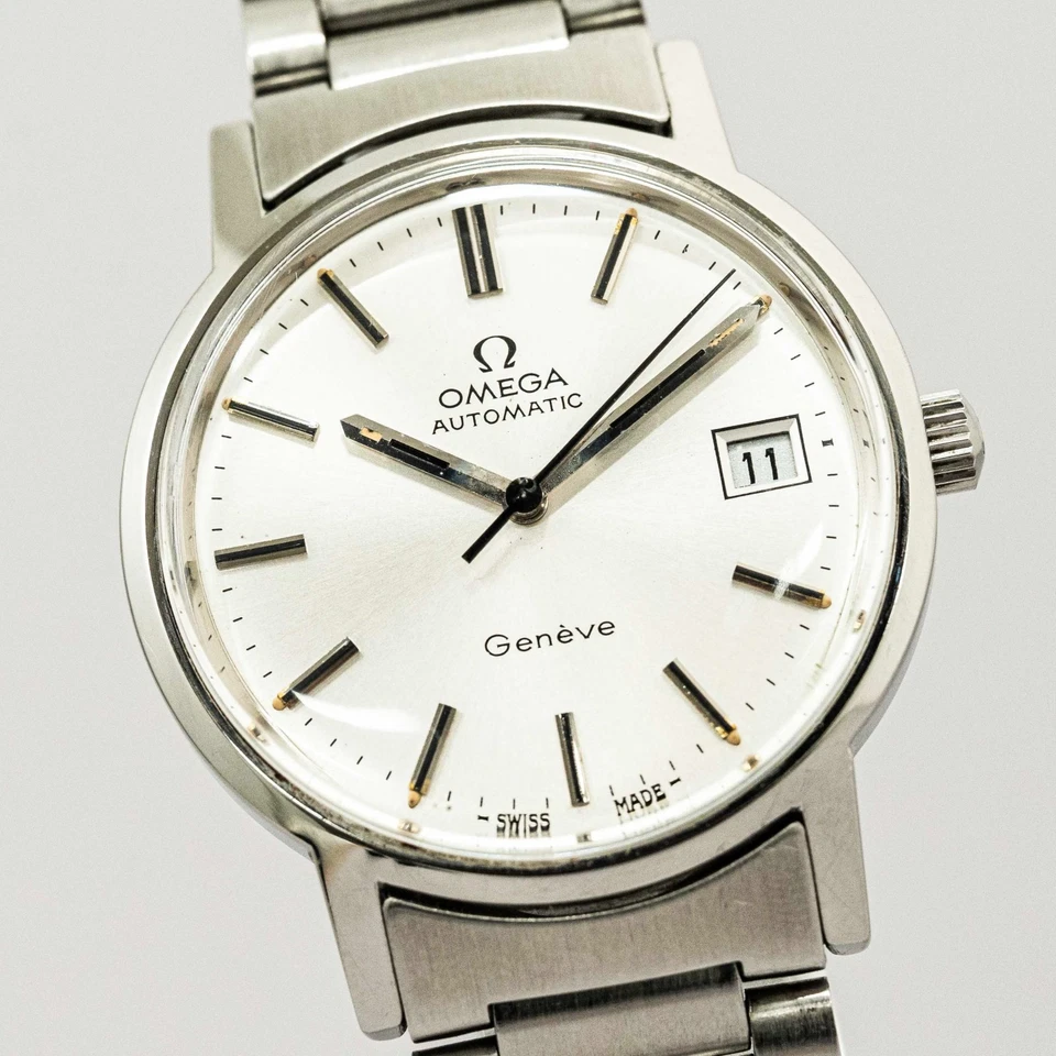 Sin tarifas *CASI COMO NUEVO* De colección OMEGA Geneve Cal.1012 esfera plateada automática 34 mm para hombre Foto 3 de 4