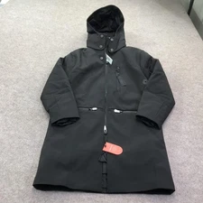 The Arrivals Halstrom III Coat Womens XS Black Hooded Down Long Parka Jacket