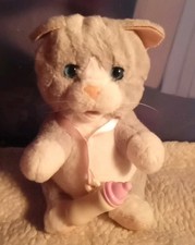 Animagic Grey & White Kitten + Feeding Bottle. Drinks, Mews, Purrs, Sleeps. VGC.