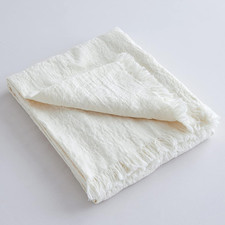 Linen Throw Blanket 55x75 Inch Fringe Soft Breathable Couch Bed White